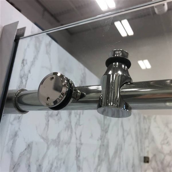 Porte de Douche Coulissante Réversible SERA par GEF 48 x 36 x 75 po x 10mm chrome avec panneau latéral 36 po