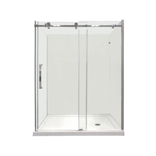 Porte de Douche Coulissante Réversible SERA par GEF 60 x 32 x 75 x 10mm chrome avec panneau latéral 32 po