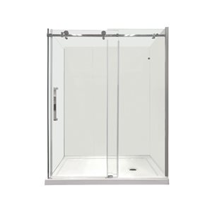 GEF SERA 60 x 32 x 75-in x 10mm Reversible Sliding Shower Door with Chrome Square design Hardware and 32-in Side Panel