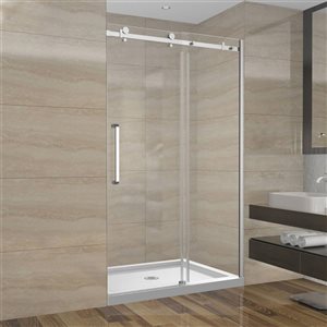 GEF SERA 48 x 75-in x 10mm Alcove Reversible Sliding Shower Door with Chrome Square Design Hardware