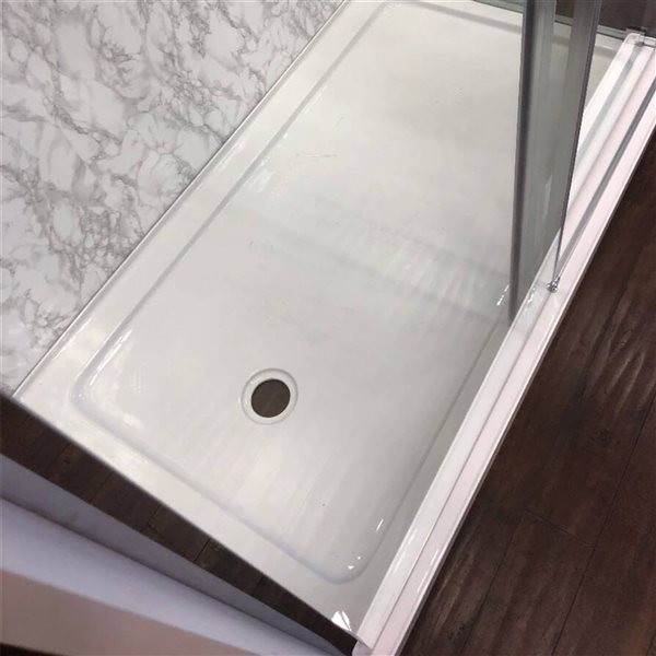 GEF SERA 60 x 32 x 75-in x 10mm Chrome Reversible Sliding Shower Door with Round Design Hardware and 32-in Side Panel