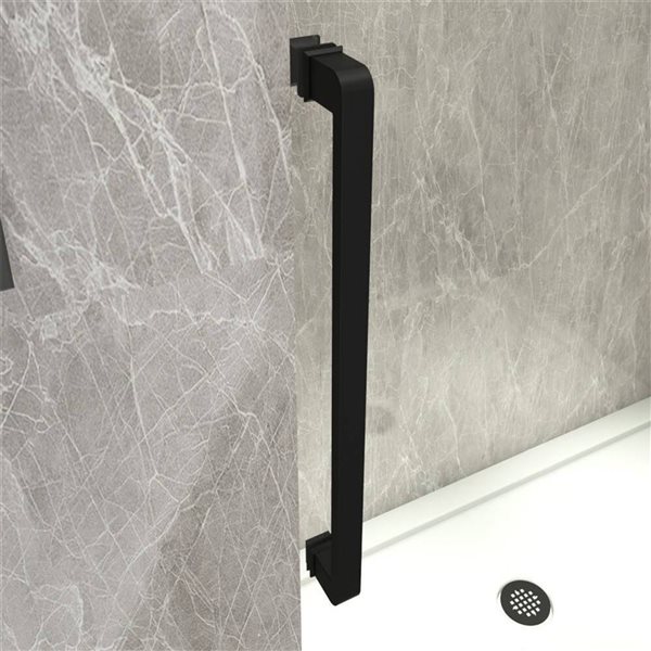 GEF SERA 48 x 32 x 75-in x 10mm Black Reversible Sliding Shower Door with Square Hardware and 32-in Side Panel