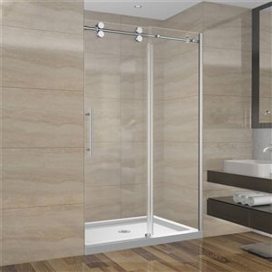 GEF SERA 48 x 75-in x 10mm Alcove Reversible Sliding Shower Door with Chrome Round Design Hardware