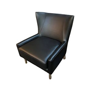 TAKE ME HOME FURNITURE Black Faux Leather Lounge Chair w/ Solid Wood Legs