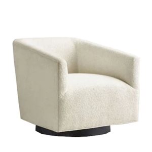 TAKE ME HOME FURNITURE White Bouclé Fabric Upholstered Rounded Armchair