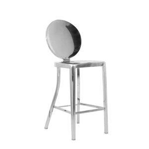 TAKE ME HOME FURNITURE Stainless Steel Round Backrest Modern Bar Stool w/ Foot Rail