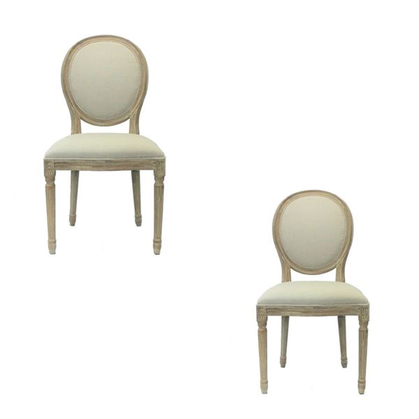 TAKE ME HOME FURNITURE Off-White Dining Chairs w/ Upholstered Seat and ...