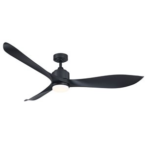 Ventilateur de plafond réversible Parrot Uncle 66 po noir monté sur tige à DEL intégrée avec télécommande