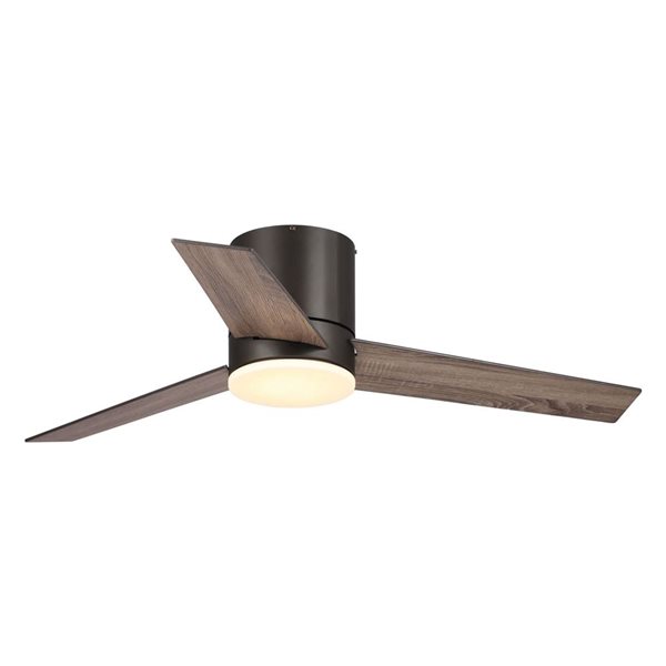 Ventilateur de plafond encastré réversible moderne Parrot Uncle 48 po bronze huilé à DEL intégrée avec télécommande