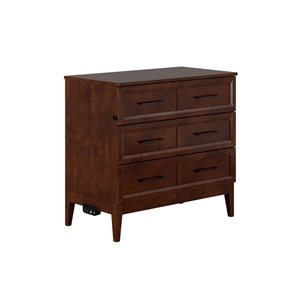 Santa Fe Twin Solid Wood Murphy Bed Chest with Mattress and Built-in Charger - Walnut