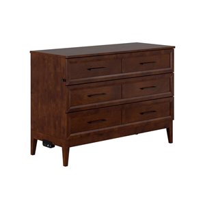 Santa Fe Full Solid Wood Murphy Bed Chest with Mattress and Built-in Charger - Walnut