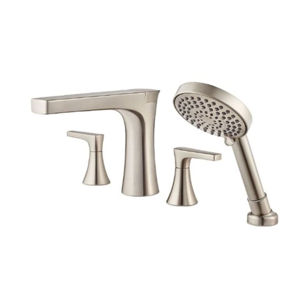 Pfister Kelen 9-in 2-Handle Brushed Nickel Roman Tub Filler with Built-In Diverter - Includes Handshower