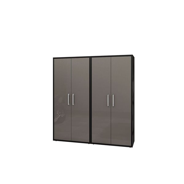 Manhattan Comfort Eiffel 35.5 W x 74-in H Matte Black/Grey MDF 2-Piece Tall Garage Cabinet Set