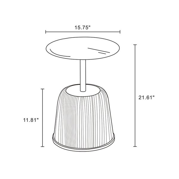 Manhattan Comfort Anderson Orange Leatherette Upholstered Modern End Table w/ Metal Gold Tabletop