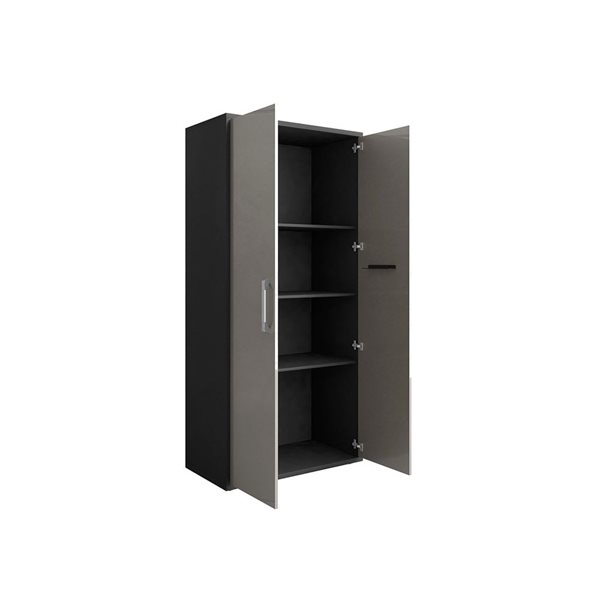 Manhattan Comfort Eiffel Matte Black/Grey Composite Wood 3-Piece Garage Storage System