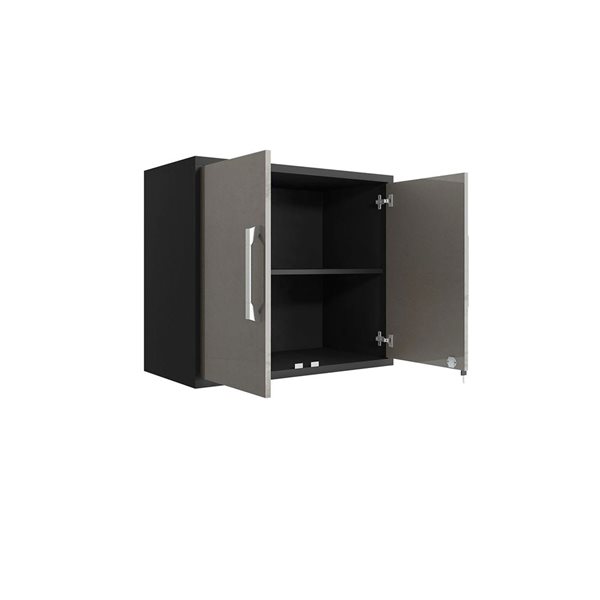 Manhattan Comfort Eiffel Matte Black/Grey Composite Wood 3-Piece Garage Storage System