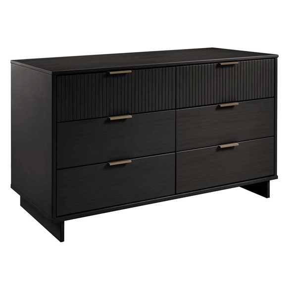 Manhattan Comfort Granville 55-in W Black Modern Double Wide Dresser w/ 6 Full Extension Drawers