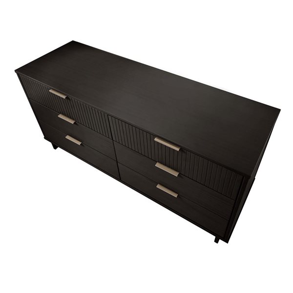 Manhattan Comfort Granville 55-in W Black Modern Double Wide Dresser w/ 6 Full Extension Drawers