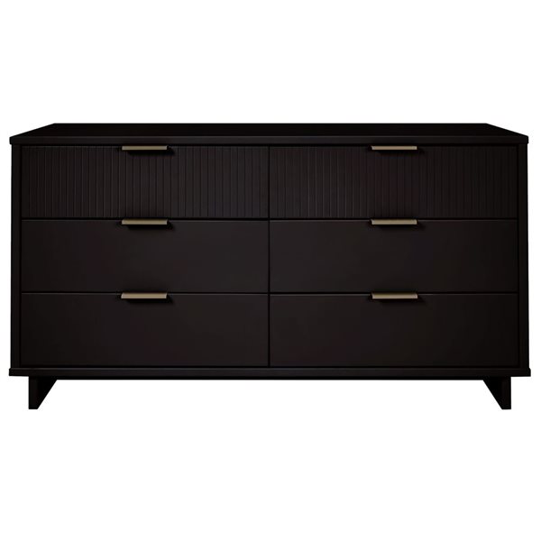 Commode double moderne Granville de Manhattan Comfort en bois 55 po L. avec 6 tiroirs à ouverture complète, noir