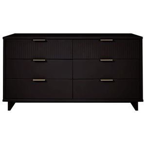 Manhattan Comfort Granville 55-in W Black Modern Double Wide Dresser w/ 6 Full Extension Drawers