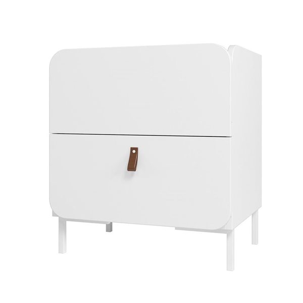 Manhattan Comfort Bogardus White Composite Mid-Century Modern 2-Drawer Nightstands - Set of 2