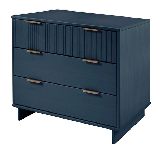 Manhattan Comfort Granville 38-in W Midnight Blue Wooden Modern Standard Dresser w/ 3 Full Extension Drawers