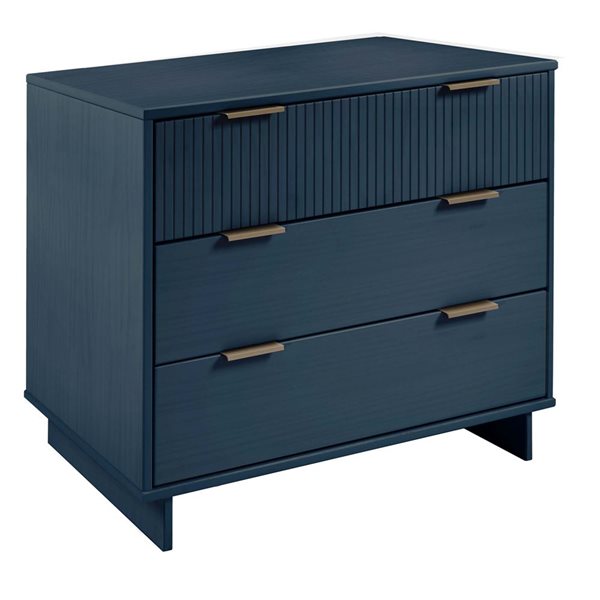 Manhattan Comfort Granville 38-in W Midnight Blue Wooden Modern Standard Dresser w/ 3 Full Extension Drawers