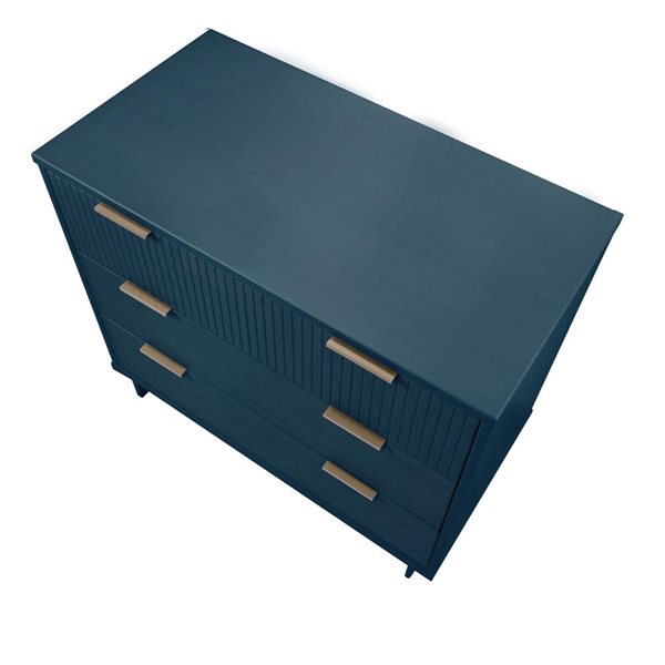 Manhattan Comfort Granville 38-in W Midnight Blue Wooden Modern Standard Dresser w/ 3 Full Extension Drawers