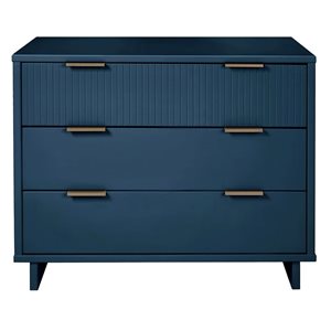Commode standard moderne Granville Manhattan Comfort en bois 38 po L. avec 3 tiroirs à ouverture complète, bleu minuit