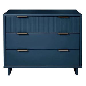 Manhattan Comfort Granville 38-in W Midnight Blue Wooden Modern Standard Dresser w/ 3 Full Extension Drawers