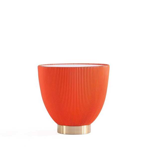 Tables d'appoint moderne Anderson Manhattan Comfort en similicuir orange avec plateau aspect marbre, lot de 2