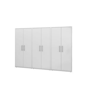 Ensemble d'armoires hautes de garage 3 pièces Eiffel par Manhattan Comfort 35,5 l. x 74 po h. en MDF blanc