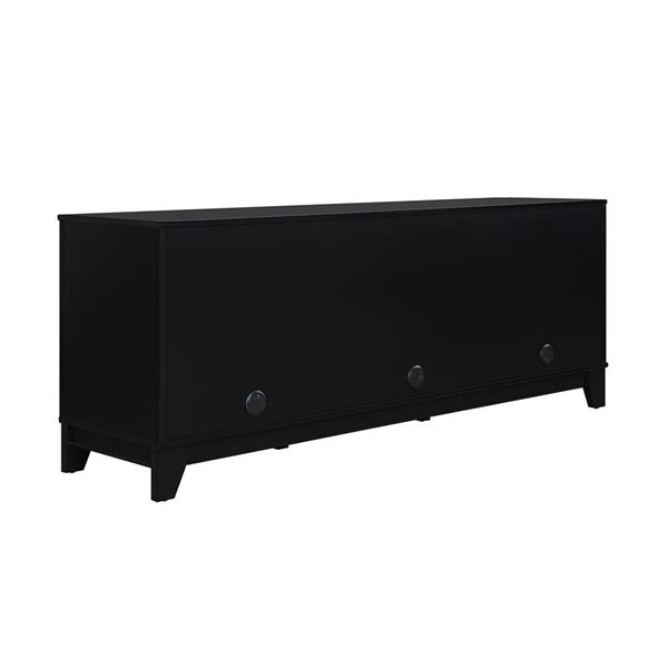 Manhattan Comfort Sheridan 63-in W Black Composite/Cane Modern TV Stand