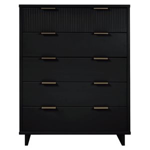Manhattan Comfort Granville 45-in W Black Wooden Modern Tall Dresser w/ 5 Full Extension Drawers