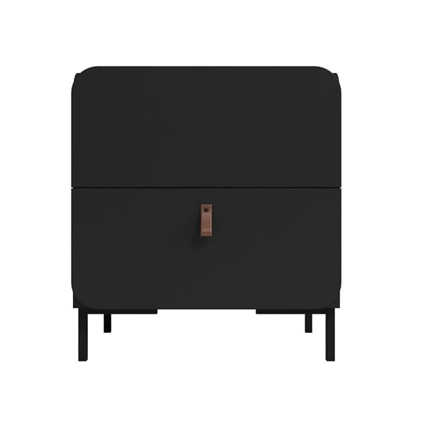 Manhattan Comfort Bogardus Black Composite Mid-Century Modern 2-Drawer Nightstand