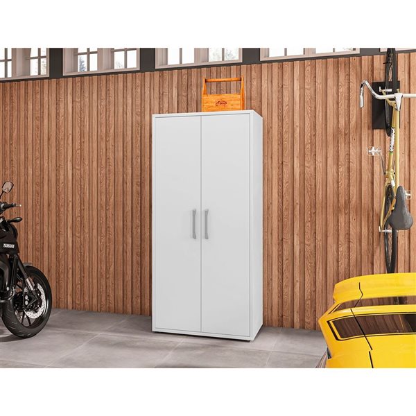 Ensemble d'armoires hautes de garage 2 pièces Eiffel par Manhattan Comfort 35,5 l. x 74 po h. en MDF blanc