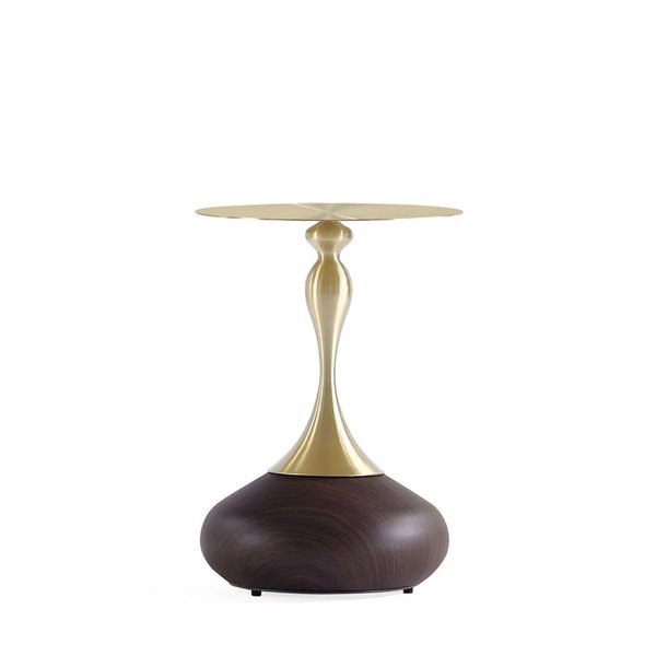 Manhattan Comfort Patchin Brown Wood/Gold Metal Round Modern End Table