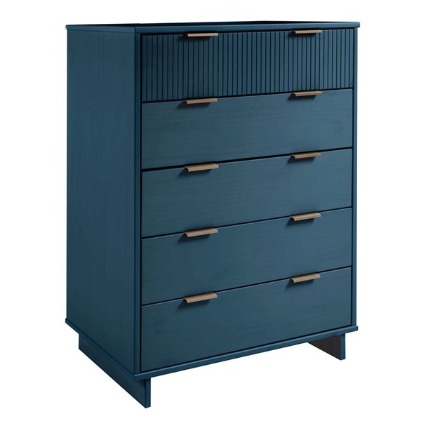 Manhattan Comfort Granville 45-in W Midnight Blue Wooden Modern Tall Dresser  w/ 5 Full Extension Drawers DR-5024 | RONA