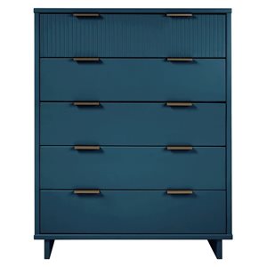 Manhattan Comfort Granville 45-in W Midnight Blue Wooden Modern Tall Dresser w/ 5 Full Extension Drawers