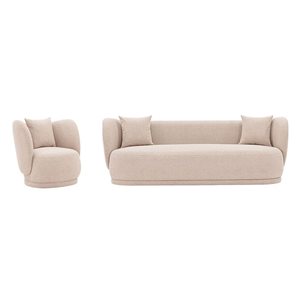 Ensemble canapé et chaise d'appoint contemporain Siri de Manhattan Comfort tissu lin blé, coussins inclus