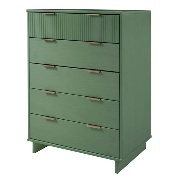 Manhattan Comfort Granville 45-in W Sage Green Wooden Modern Tall Dresser w/ 5 Full Extension Drawers