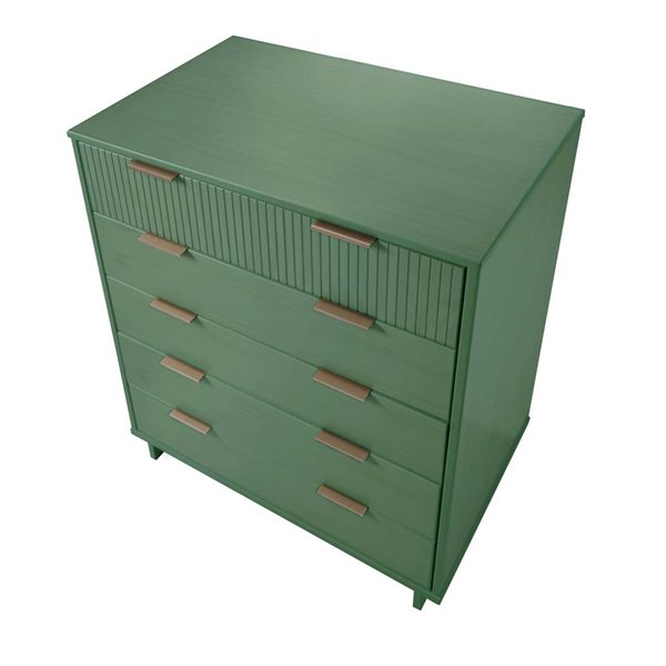 Manhattan Comfort Granville 45-in W Sage Green Wooden Modern Tall Dresser w/ 5 Full Extension Drawers