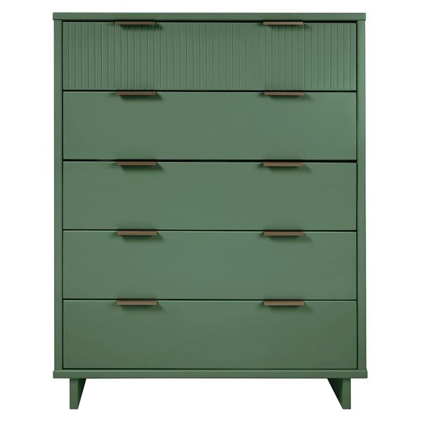 Grande commode moderne Granville de Manhattan Comfort en bois 45 po L. avec 5 tiroirs à ouverture complète, vert sauge