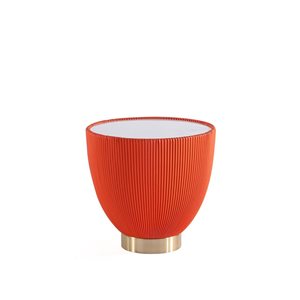 Table d'appoint moderne Anderson Manhattan Comfort en similicuir avec plateau aspect marbre, orange