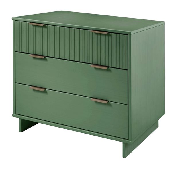 Commode standard moderne Granville Manhattan Comfort en bois 38 po L. avec 3 tiroirs à ouverture complète, vert sauge