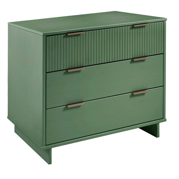 Commode standard moderne Granville Manhattan Comfort en bois 38 po L. avec 3 tiroirs à ouverture complète, vert sauge