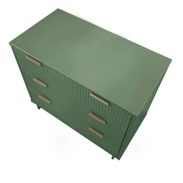 Commode standard moderne Granville Manhattan Comfort en bois 38 po L. avec 3 tiroirs à ouverture complète, vert sauge