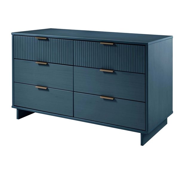 Manhattan Comfort Granville 55-in W Midnight Blue Modern Double Wide Dresser w/ 6 Full Extension Drawers