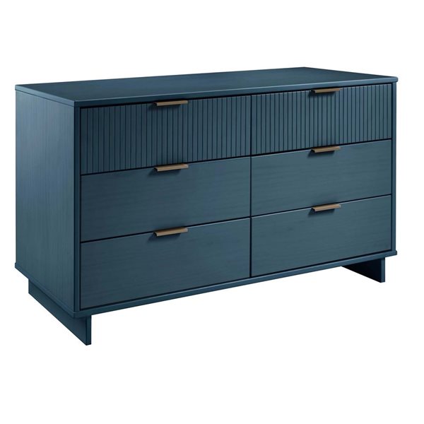 Manhattan Comfort Granville 55-in W Midnight Blue Modern Double Wide Dresser w/ 6 Full Extension Drawers