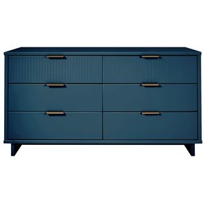 Manhattan Comfort Granville 55-in W Midnight Blue Modern Double Wide Dresser w/ 6 Full Extension Drawers